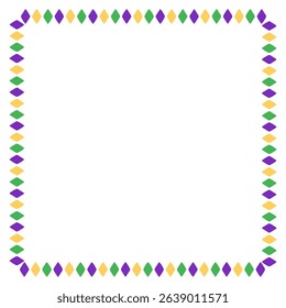 Vibrant Square Border with Purple Gold and Green Diamond Shapes
