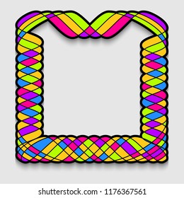 Vibrant square frame in Boho style. Template of web banner, sale or discount, club party flyer, big data poster, fast invitation. Vector illustration