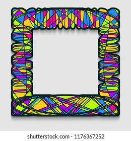 Vibrant square frame in Modern Art style. Wavy lines pattern for web banner, sale or discount, club party flyer, big data poster, fast invitation. Vector illustration
