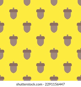 Vibrant square tile adorned with an animated food artwork. Seamless pattern with acorn on black leather jacket background. Design for a checkered tablecloth.