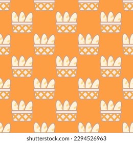 Vibrant square tile adorned with an animated food artwork. Seamless pattern with bread on dark jungle green background. Design for websites to create an attractive visual style.
