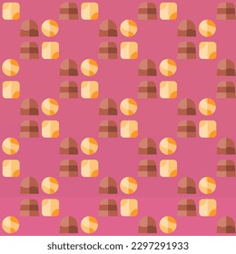 Vibrant square tile adorned with an animated food artwork. Seamless pattern with bonbon on persian indigo background. Design for video games to create an immersive experience.