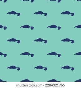 Vibrant square tile with a playful animal illustration. Seamless pattern with mammal animal shape of a platypus on st. patrick's blue background. Design for cups with illustrations of mammals.