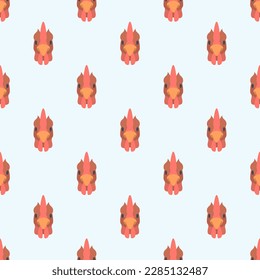 Vibrant square tile with a playful animal illustration. Seamless pattern with cock on stormcloud background. Design for a set of stickers with animal prints.