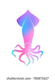 Vibrant squid. Bio luminescent animal. Sea creature vector