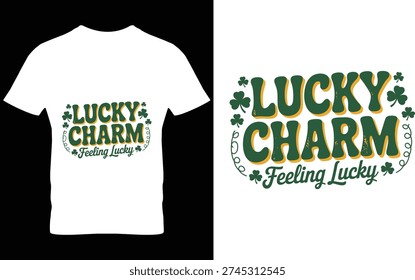 Vibrant St. Patrick's Day t-shirt design featuring Lucky Charm typography