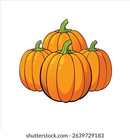 Vibrant Stack of Autumn Pumpkins Illustration