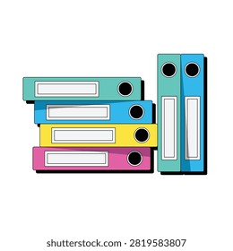 Vibrant Stack and Upright Arrangement of Office Ring Binders, Illustrating Efficient Document Organization and Administrative Storage Solutions for Professional or Educational Environments