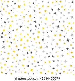Vibrant Star Pattern. Yellow, Gray and Black Design, Creative and Festive Background