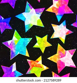 Vibrant star with space background. Seamless texture.