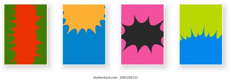 Vibrant starburst patterns in bold colors create a dynamic and modern vector illustration for striking designs.