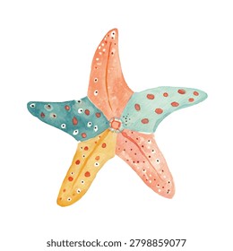 Vibrant starfish with multicolored spots