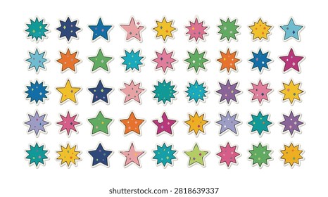 Vibrant star-shaped sugar sprinkles in various colors, perfect for decorating baked goods and confections.