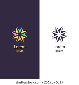 A vibrant star-shaped vector logo with sharp, dynamic lines and a multi-color scheme. This abstract and modern design is ideal for branding, technology projects, and creative industries.