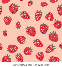 A Vibrant Strawberry Seamless Pattern is perfect for creating Fresh and Exciting Designs. Food background