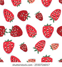 Um Padrão sem emenda de morango vibrante é perfeito para criar desenhos frescos e empolgantes. Fundo alimentar