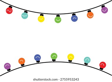 Vibrant string lights graphic illustration design for festive decorations and holiday cheer.