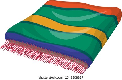 Vibrant striped blanket with fringe edges