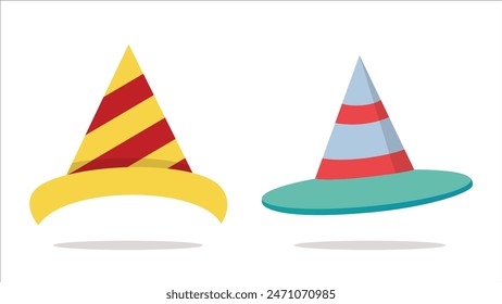 Vibrant Striped Party Hat Design Vector