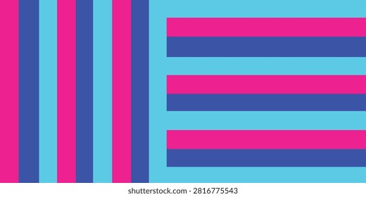 Vibrant striped pattern featuring horizontal and vertical lines in bright colors on a blue background.
