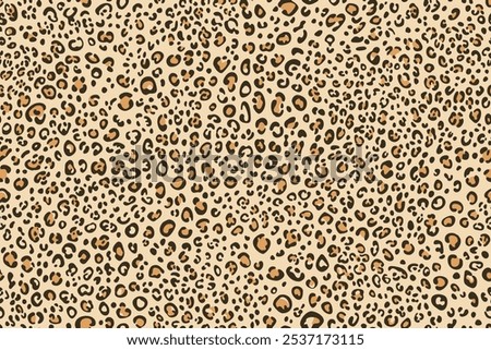 A vibrant and stylish classic leopard print pattern on a soft beige background showcasing intricate black and tan markings in a seamless design