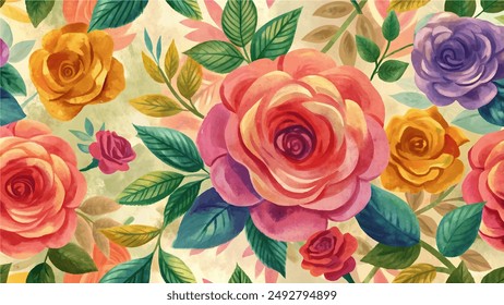 a vibrant and stylish retro rose pattern featuring painted leaves and blossoms. This design exudes a natural and exotic feel, perfect for adding a touch of lively elegance graden invitation card