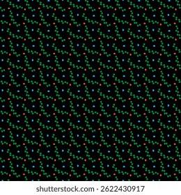 A vibrant and stylish seamless pattern featuring green vines, orange flowers, and abstract blue accents on a dark background. Perfect for fabric designs, wallpapers, and creative decorative projects.