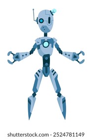 A Vibrant and Stylized Blue Robot Character Featuring Distinct Angular Features and Design