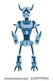 A Vibrant and Stylized Blue Robot Character Featuring Distinct Angular Features and Design