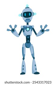 A Vibrant and Stylized Blue Robot Character Featuring Distinct Angular Features and Design