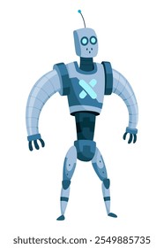 A Vibrant and Stylized Blue Robot Character Featuring Distinct Angular Features and Design