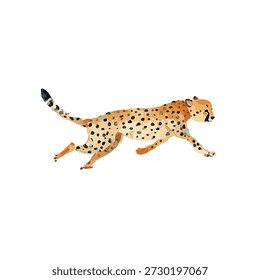 Lebendige, stilisierte Gepard-Illustration in dynamischer Running-Pose. Perfekt für Themen aus der Tierwelt, Kinderbücher und naturinspirierte Designs.