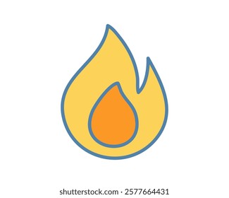 Vibrant stylized flame icon. Perfect for websites, apps, or presentations needing a simple, bold fire symbol.  Download this highresolution vector graphic for immediate use in your design projects.
