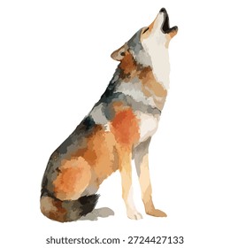 Vibrant, stylized howling wolf illustration, perfect for nature-themed designs, logos, or educational content. Isolated wild animal graphic.