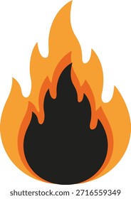 Una ilustración vibrante y estilizada de una llama ardiente, con colores naranja y negro, que representan el calor, la energía y la pasión.