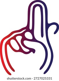 Uma ilustração vibrante e estilizada de uma mão fazendo o gesto ok, exibindo um esquema de cores de gradiente no fundo transparente