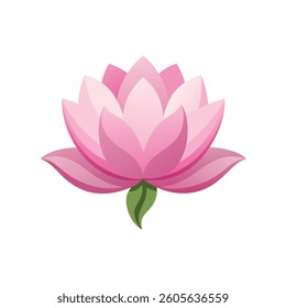 A vibrant, stylized illustration of a pink lotus flower against a white background.
