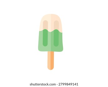 Vibrant, stylized popsicle ice cream on a wooden stick, perfect for summer and refreshing treat themes.