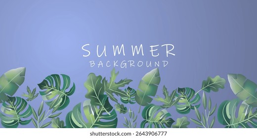 Fundo vibrante do verão com folhas tropicais sortidas