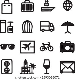 vibrant summer elements vector set on white background