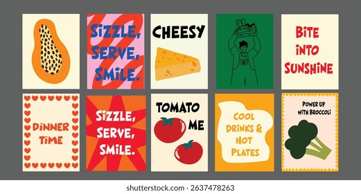 Vibrant summer food banner, perfect for bistro or restaurant promotion. Featuring fresh tomatoes, broccoli, avocado, pineapple, pomegranate. Clean, colorful layout with sunny, natural vibes.