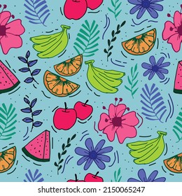 Vibrant Summer Fruit Seamless: Infuse your creations with the dynamic essence of summer. This seamless pattern showcases energetic fruits, creating a visually engaging and lively atmosphere