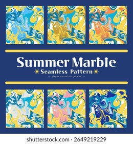 A vibrant summer marble vector illustration with seamless, abstract swirl pattern and tropical colors, perfect for backgrounds, marketing, and modern design projects. EPS file size is relatively large