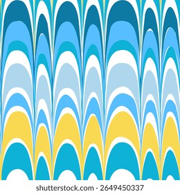 A vibrant summer marble vector illustration with seamless, abstract wave stripe pattern, organic rainbow curves, and tropical colors, perfect for backgrounds, marketing, and modern design projects. 
