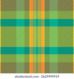 Levendige zomer plaid patroon in vrolijke teal, geel en oranje tinten.  Ideaal voor textielontwerp, mode, websites of branding.