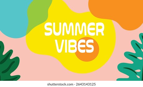 Vibrante verão vibes gráfico vetorial abstrato com fundo colorido e layout de texto divertido.
