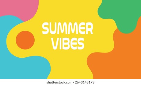 Texto vibrante vibrante de vibração de verão com fundo abstrato colorido para cartazes promocionais e designs