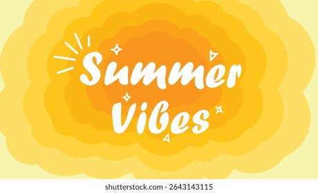 Um design de texto vibrante de verão vibrando com camadas de fundo amarelas e laranja irradiando, criando uma sensação ensolarada.