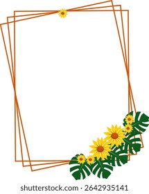 Vibrant summer-themed decorative frame in scalable vector format (SVG). Features intricate geometric patterns, warm orange and green color schemes, and a clean layout. Ideal for invitations, posters