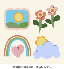 A vibrant summer-themed illustration set, perfect for media and graphic design resources